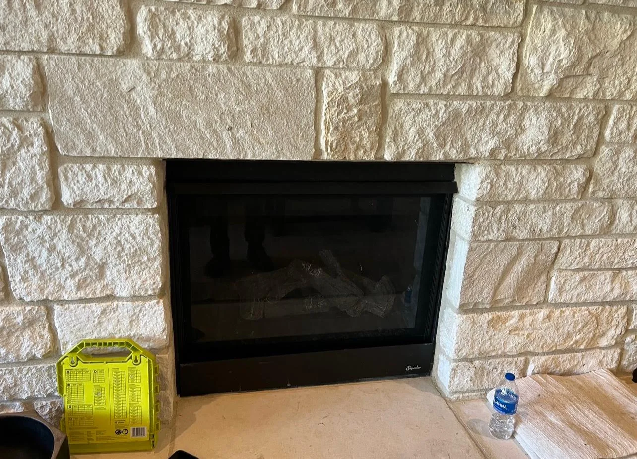 Chimney repair work at a Leander, TX home