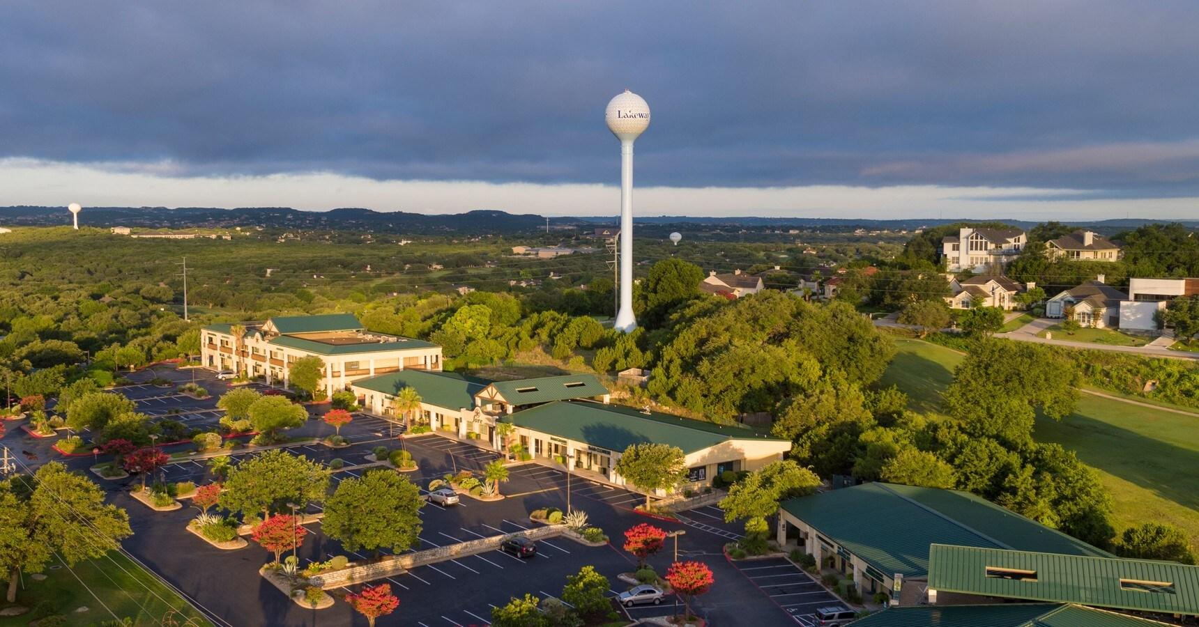 Lakeway golf-ball water tower in Lakeway, TX