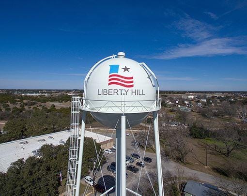 Liberty Hill water tower in Liberty Hill, TX