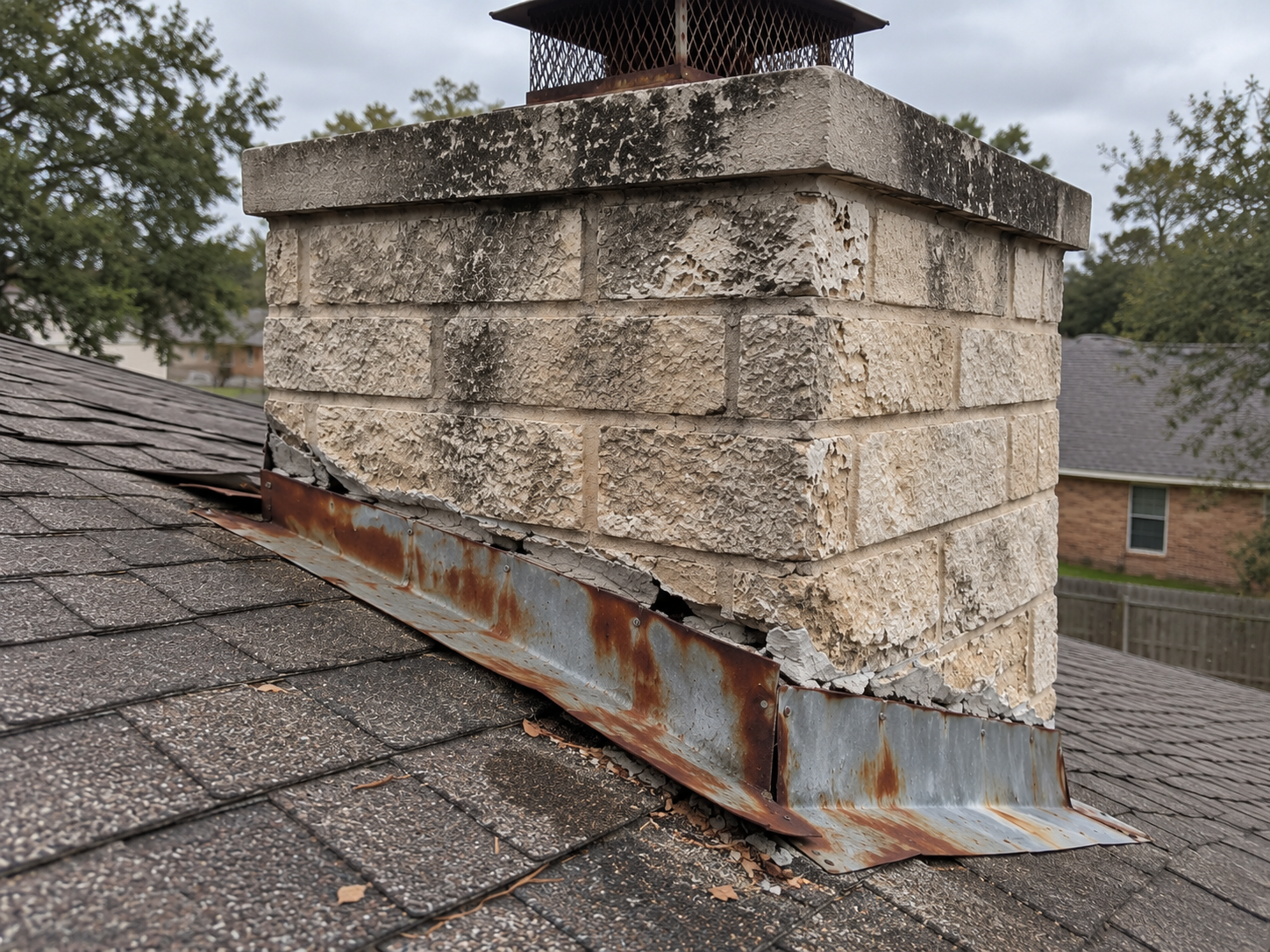 Chimney leak and flashing repair before